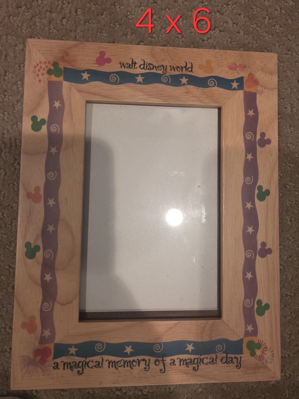 Disney Wooden Picture Frame with Purple, Blue, Green, Orange, Red Accents